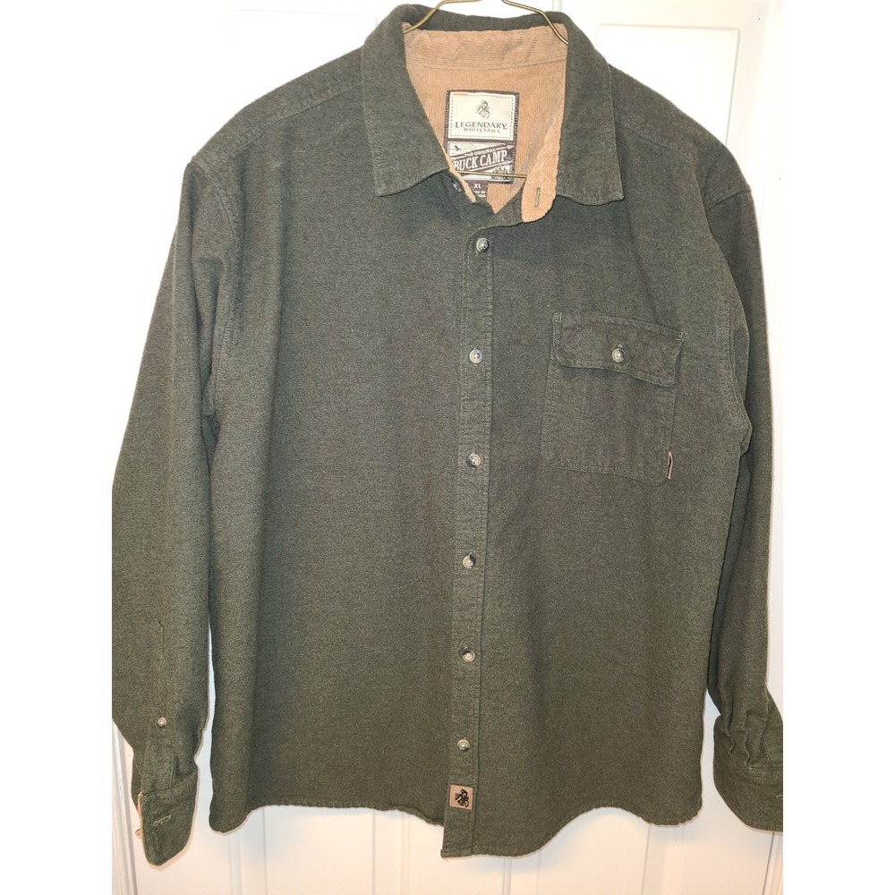 Legendary‎ Whitetails Shirt Mens Sz XL Green Buck Camp Button Up Hunting Outdoor